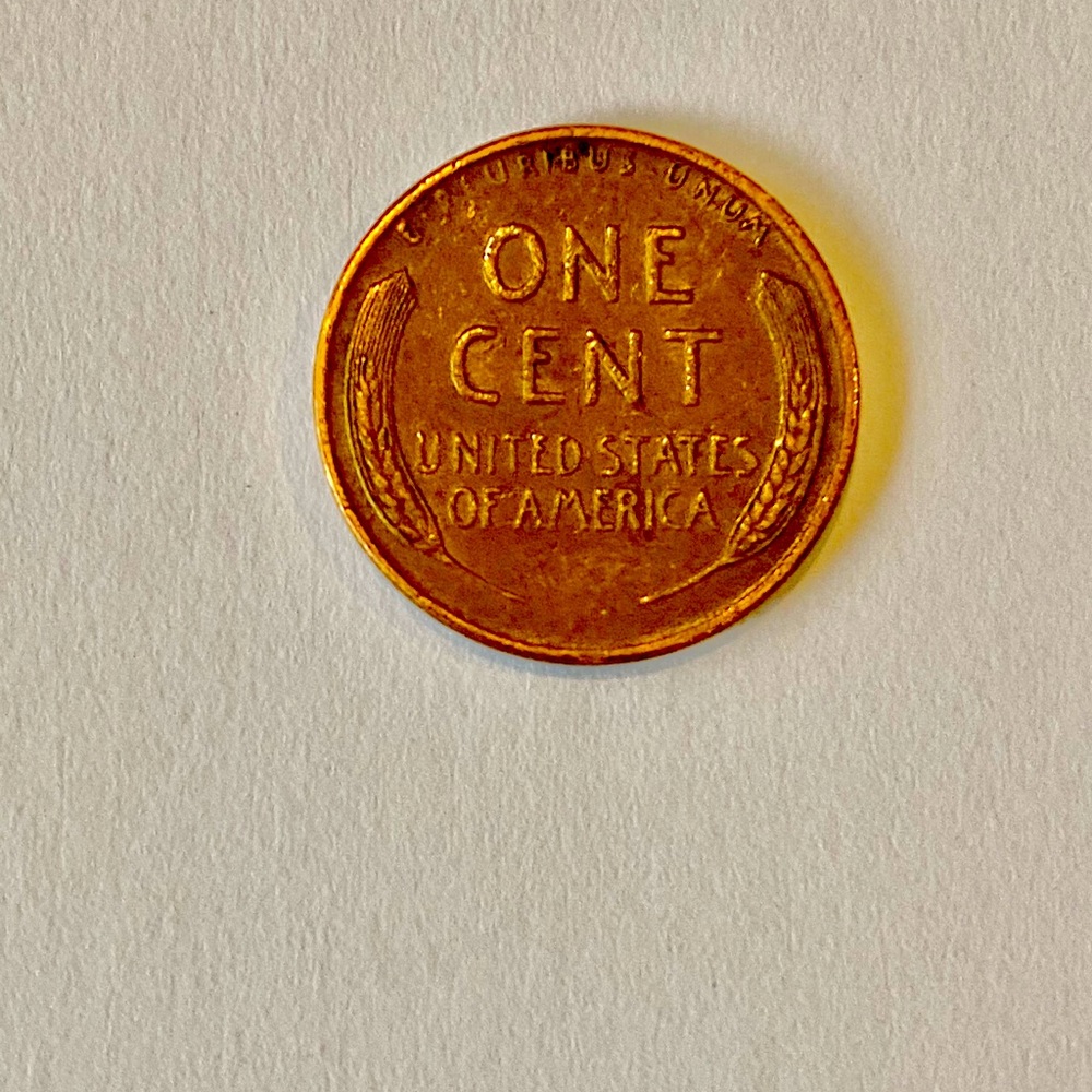1956 D minted wheat penny with error by Date.Error